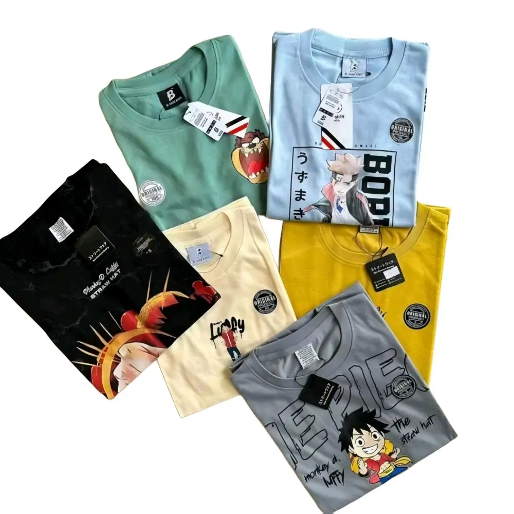 Paket Hemat 50 Ribuan 3 Pcs Kaos Anak Laki-laki Perempuan Usia 3-10 Tahun Bahan Katun Lembut dan Nyaman - Fashion Anak Motif