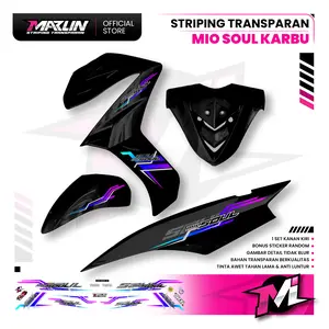 MARLIN Striping Transparan Mio Soul Karbu Bahan Bening Premium Quality Sticker Motip Garis Terlaris Code C Tinta UV Awet 1-3 Tahun