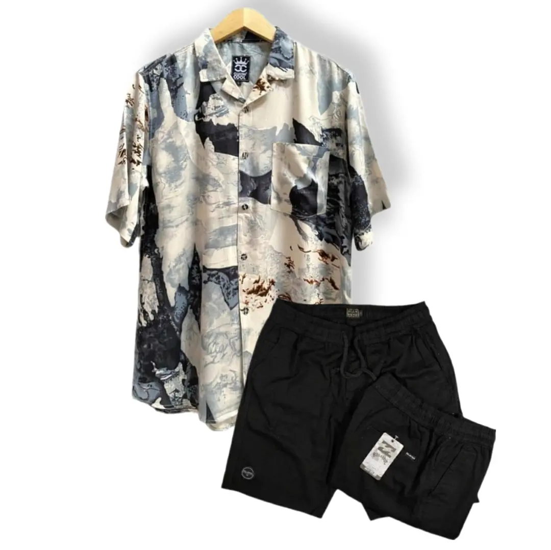 MANGUNA KEMEJA RAYON SET BROADSHORT SETELAN KEMEJA SURFING KEMEJA SANTAI DAN CELANA PENDEK DISTRO BAHAN KATUN NYAMAN ADEM DIPAKAI
