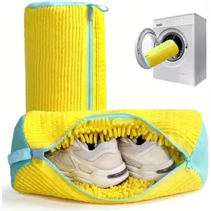 2Or3PCS Shoe Washing Machine Bag with Liquid Shoe Brush Set Durable Laundry Shoe Bag and Soft Bristle Clean Brush for All Shoes