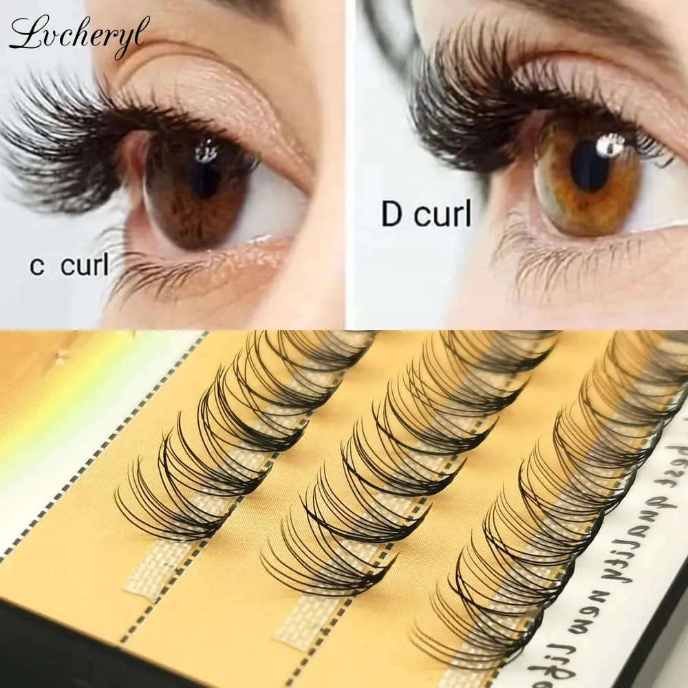 D Curl Eyelash Extension Set With Glue 60pcs Cluster Fake Eyelash Natural Look Eyelash Extension