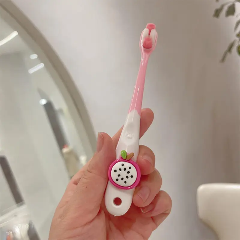 Bàn Chải Đánh Răng Trẻ Em, Thiết Kế Hoạt Hình Trái Cây Dễ Thương, Hình Dâu Tây, Lông Mềm Siêu Mịn, Bàn Chải Làm Sạch Và Chăm Sóc Răng Miệng, Thích Hợp Cho Trẻ 2-12 Tuổi 3