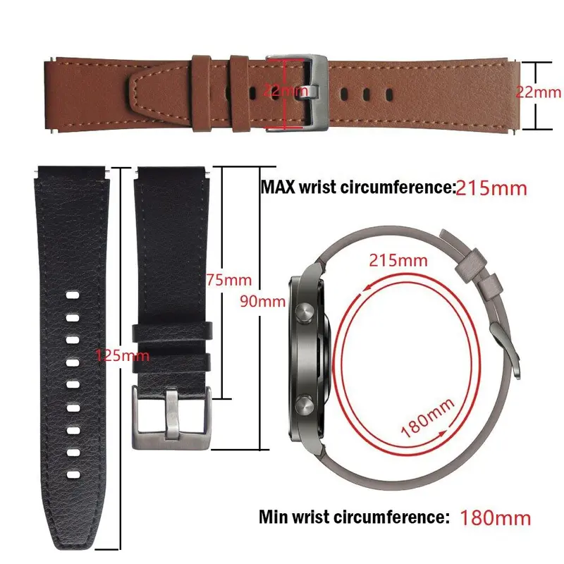 Dây da chính hãng cho Xiaomi Watch S1 / Amazfit GTR, dây đeo 2 / 47mm, vòng đeo tay Correa cho Huawei GT3 Pro, phụ kiện đồng hồ thông minh 2