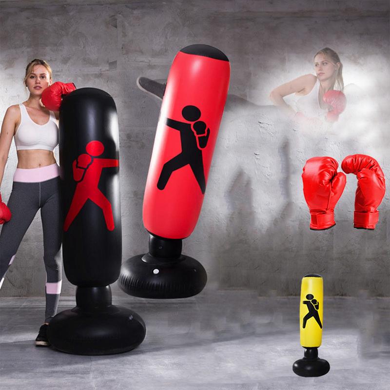 Product Introduction of Thickened PVC Fitness Tumbler With Gloves Inflatable Boxing Column Venting Water Injection Sandbag Kickboxing Practice Targets Muay Thai Training Equipment 30