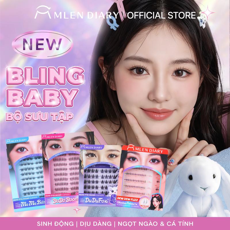 【New Mlen Diary - Blingbaby series Mi giả mi không keo mi cụm mi gọn nhẹ dễ dán không cần keo – Dùng cho makeup hằng ngày & đi tiệc mi không keo mi cụm tiện lợi tự nhiên dễ sử dụng không cần kỹ thuật tái sử dụng