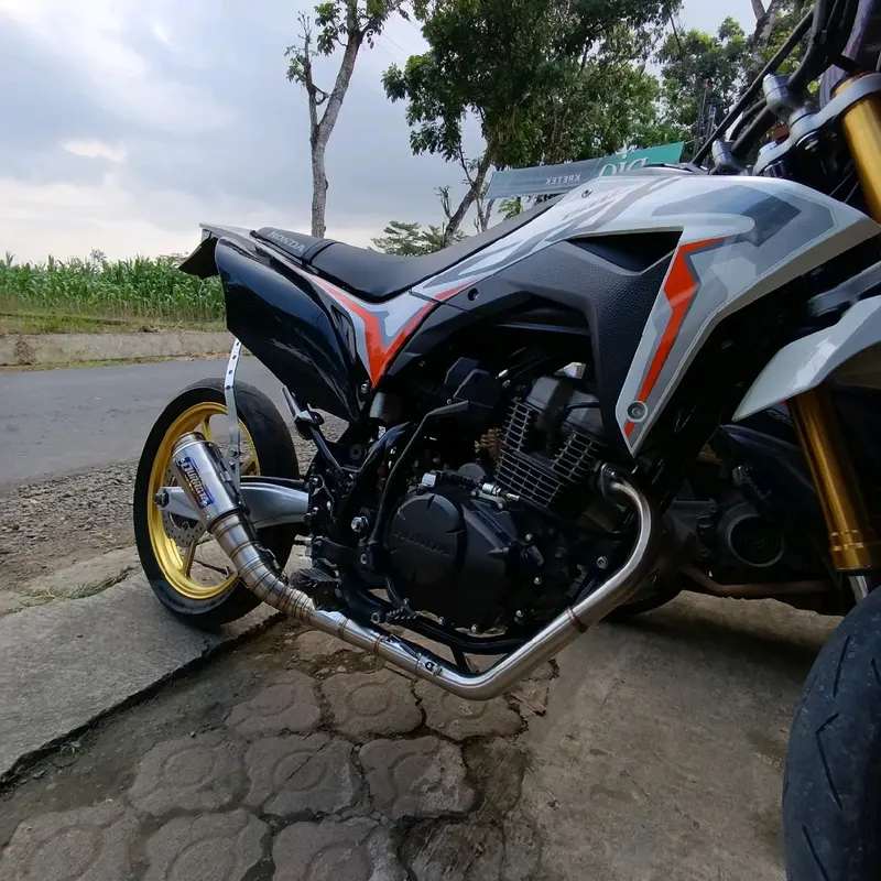 knalpot racing klx crf dtracker wr155 tipe competisi original qurrota racing ready leher kolong dan samping Mesin Motorcycle Trail 2