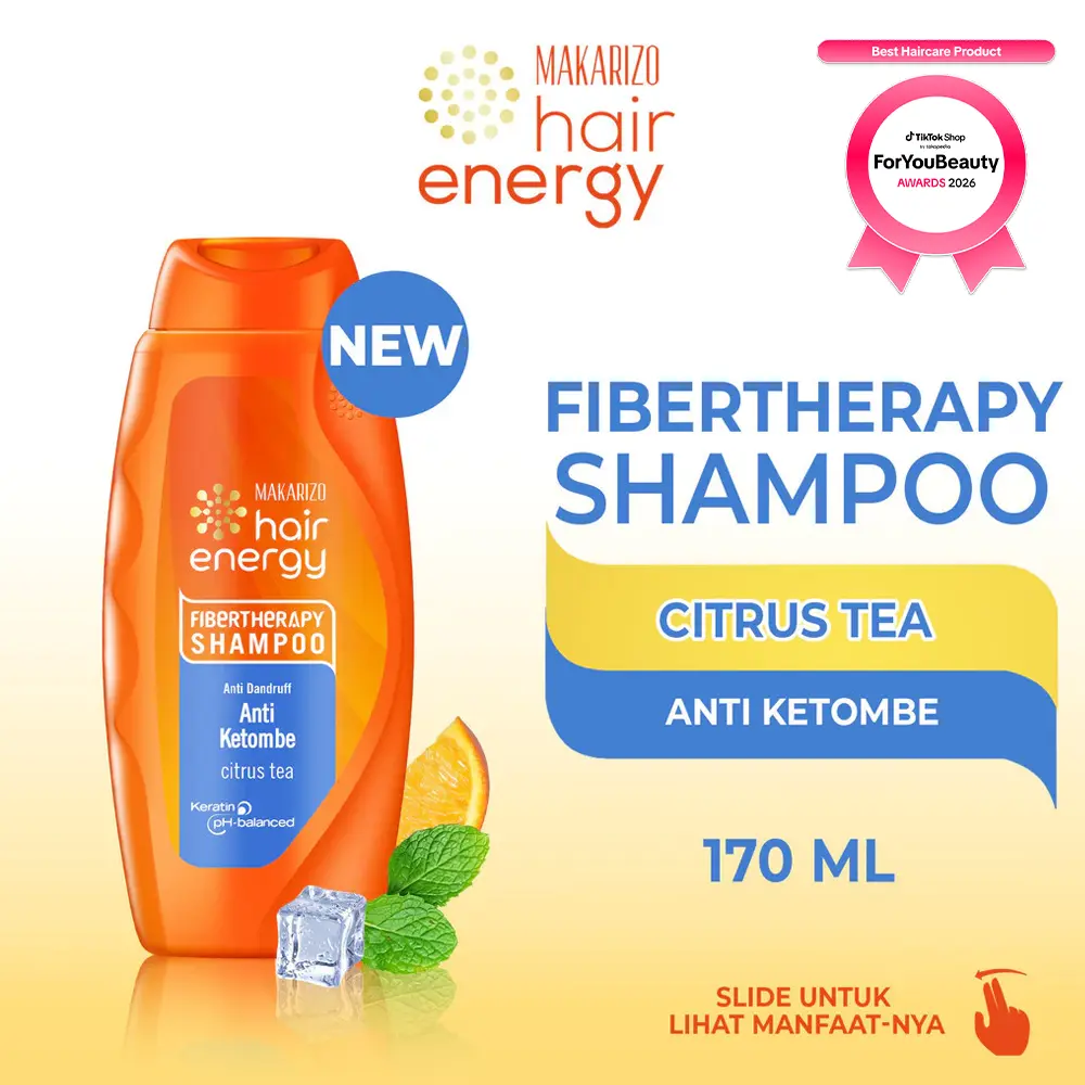 Makarizo Hair Energy Fibertheraphy Shampoo Anti Dandruff Citrus Tea 170mL / Haircare / Perawatan / Conditioner Sampo / Membersihkan Ketombe / Extract