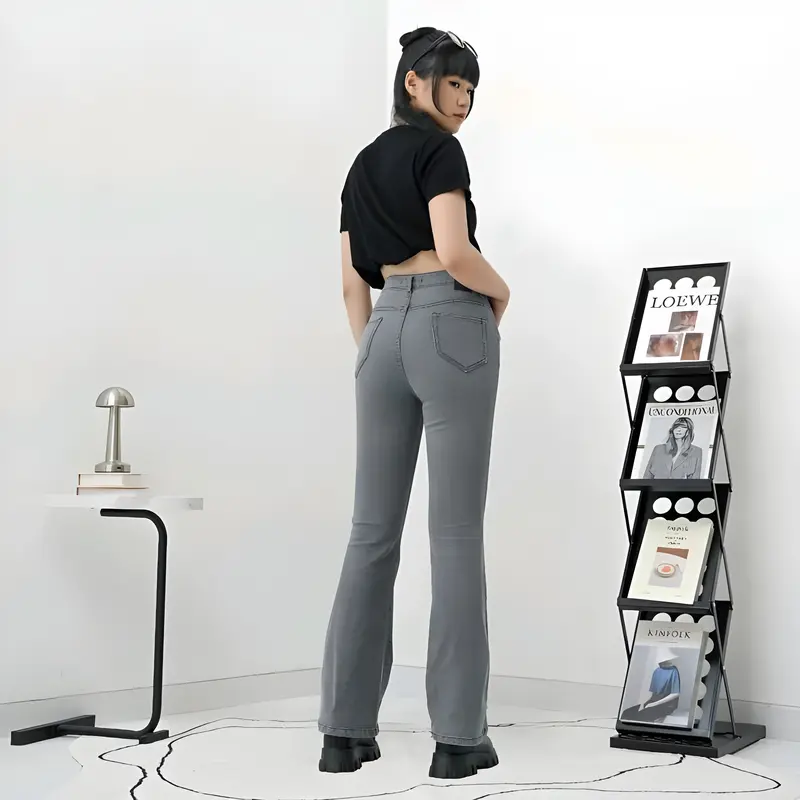High Waist Jeans Streach Wanita Cutbray || Korean Style Straight Loose Cutbray Wanita Premium || Cutbray Jeans Wanita Bahan Melar Panjang Tebal 2