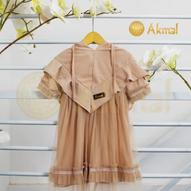 Akmal Baju Gamis Bayi Variasi Rempel Tutu Tile Premium Set Kerudung Kode 9 6