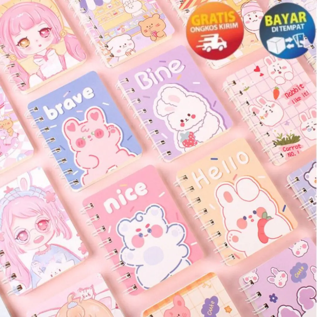 KP115 - BUKU TULIS MINI A7 MOTIF KARTUN NOTEBOOKRING A7 MINI CARTOON MINI BOOK NOTEPAD KARAKTER BUKU TULIS RING MEMO KECIL MURAH KERTAS PAPER