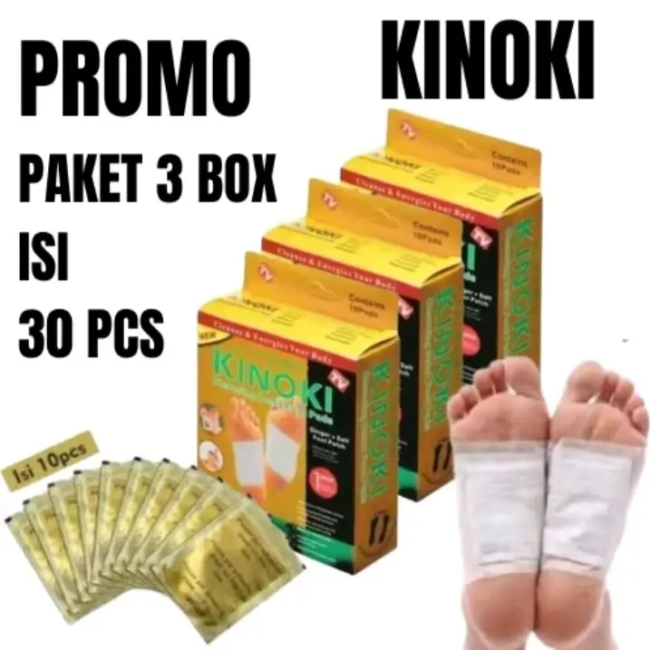 PROMO KINOKI PAKET 3 BOX ISI 30 LEMBAR ORIGINAL BPOM penyerap racun dalam tubuh secara alami detox Kotoran Foot Kaki
