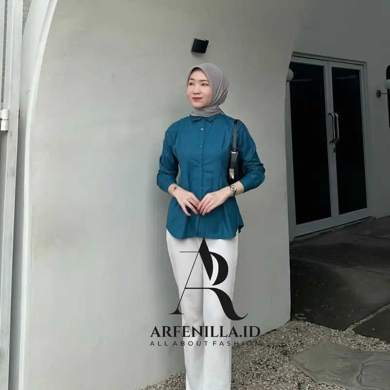 Difa Top Long Slevee Atasan Wanita Katun Poplin 0