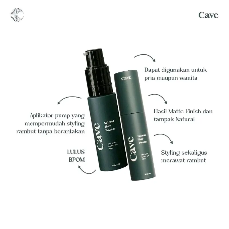 Cave Natural Hair Powder Rambut Bervolume Tampak Tebal 10g 1