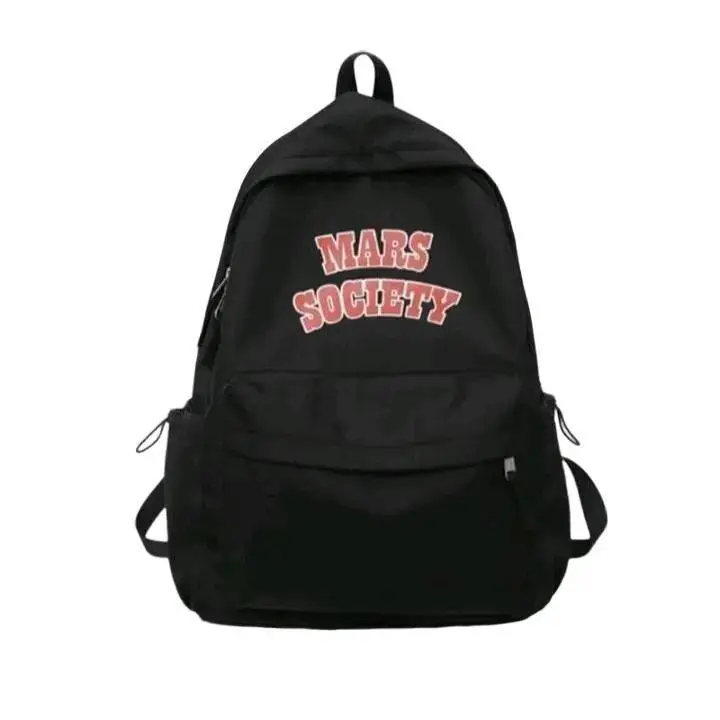 Tas Ransel Sekolah Korea Model Terbaru untuk Pria dan Wanita - Bahan Kanvas - Hitam