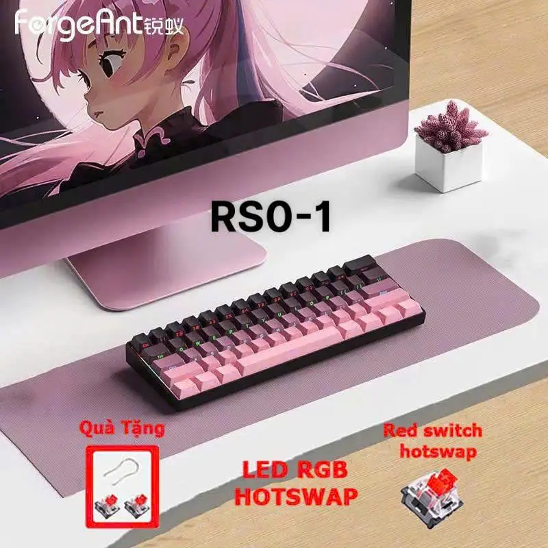 Bàn phím máy tính không dây, model: WY - 68K, hiệu : Weiyu led RGB 3 mode phím xuyên led có hotswap 5 pin