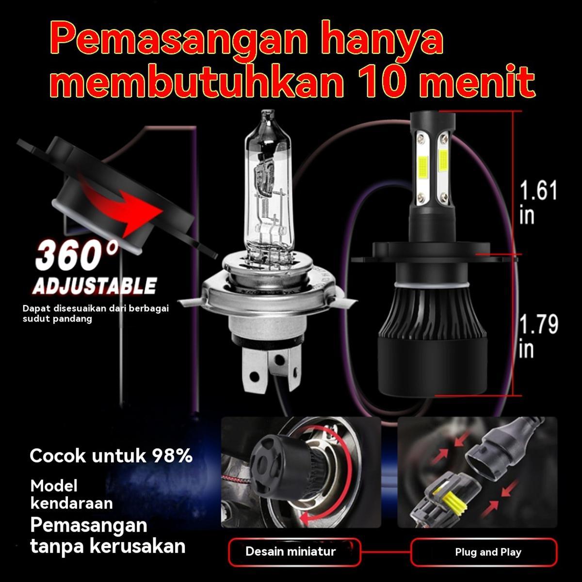 [ Beli satu gratis satu ]Lampu Depan Mobil LED X7 H4 Pencahayaan 360° Panorama, Pemasangan Tanpa Kerusakan Plug and Play Car Kendaraan