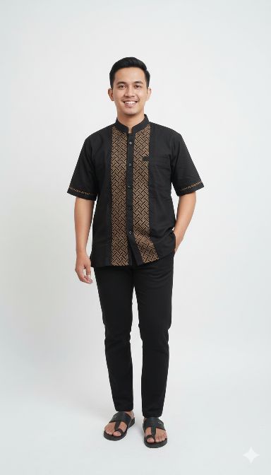 Big Size Jumbo Baju Koko Pria Muslim Dewasa Lengan Pendek Baju Koko Batik Kobata Terbaru