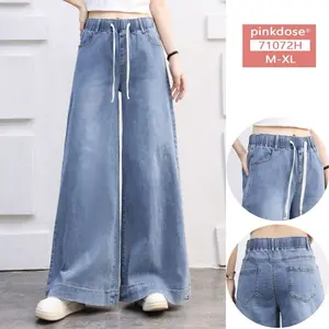 Skena Kulot Jeans Gombrong Pinggang Karet keliling Tali Ukuran M-XL