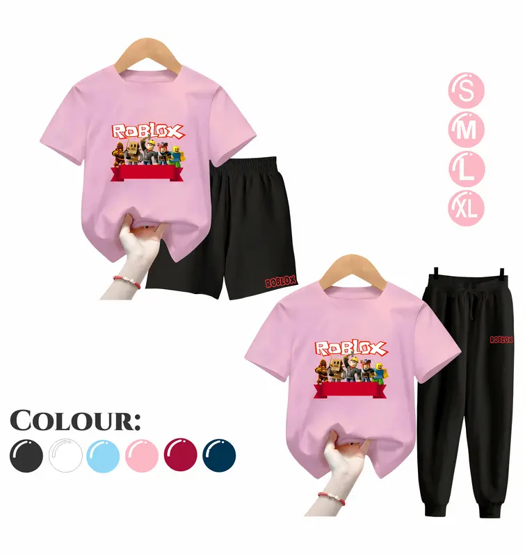 Setelan Anak Laki Laki dan Perempuan ROBLOX - Baju Kaos dan Celana Fashion Motif Terbaru Usia 5-15 Tahun [BISA COD] 3