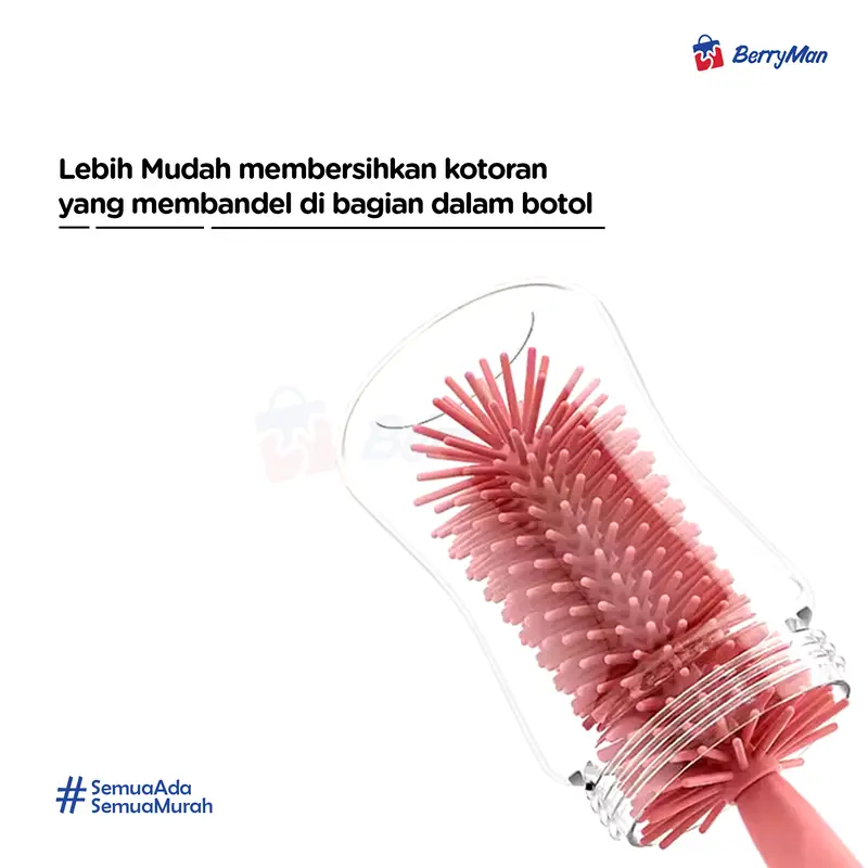 Sikat Pembersih Botol Susu Bayi Silikon 3 In 1 Karakter Lucu Serbaguna BPA Free Bottle Brush Peralatan Balita 8