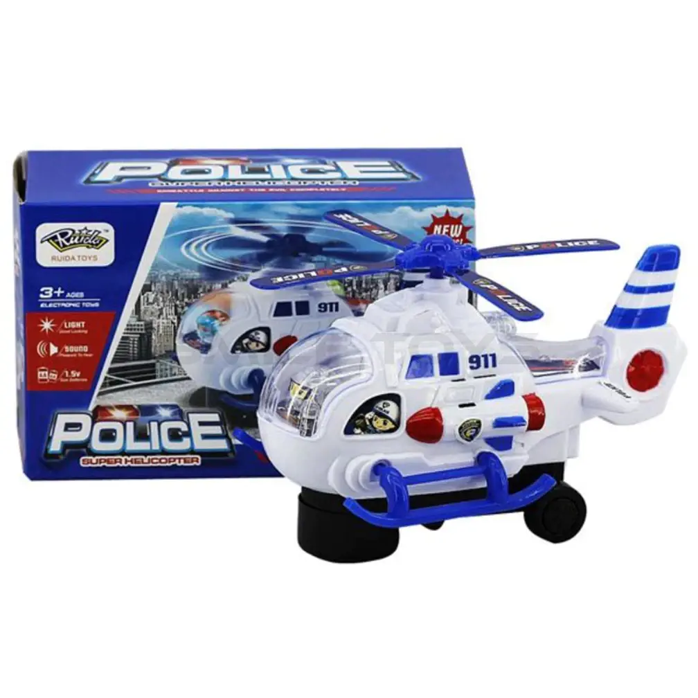 Mainan Anak Helikopter Polisi Lampu Musik
