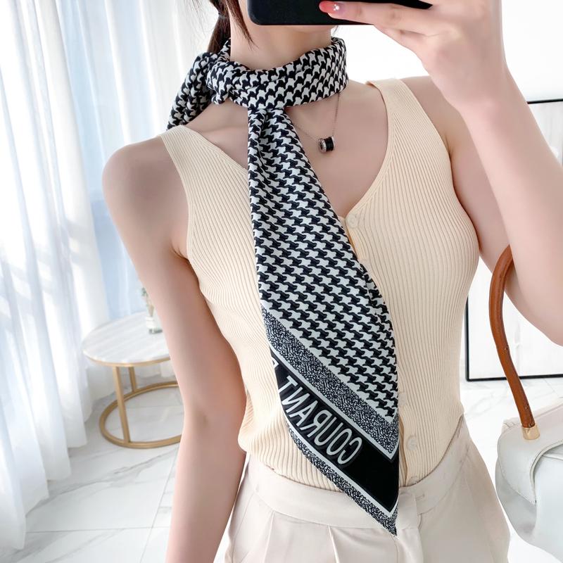 Khăn Quàng Cổ Vuông Giả Lụa, Dệt Chéo, 35,4 inch (90cm), In Hình, Thoáng Khí, Chống Trượt, Khăn Xếp, Khăn Choàng Thời Trang, WJ1007-27 3