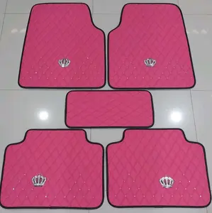 Karpet Mobil Kulit Pink DAD Mahkota Permata