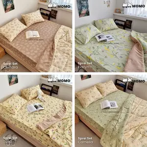 MOMO Sprei Karet Motif Bunga MOMO Ukuran 160 180 Dan 200x200 Desain Cantik Cocok Untuk Kamar Tidur Anda