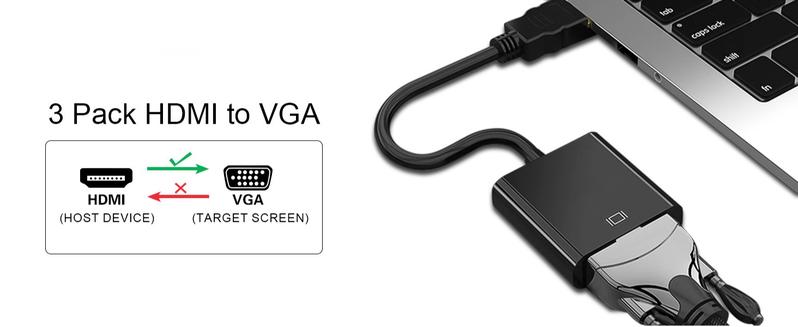 Product Introduction of HDMI to VGA, Gold-Plated HDMI to VGA Adapter (Male to Female) for Computer, Desktop, Laptop, PC, Monitor, Projector, HDTV, Chromebook, Raspberry Pi, Roku, Xbox and More - Black 0