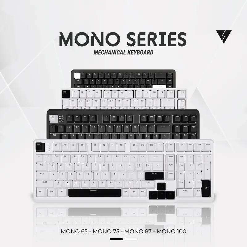 VortexSeries MONO SERIES Wired Gasket Mount Mechanical Keyboard 65 75 87 / TKL Layout | Hotswappable Universal 3 - 5 Pin 0