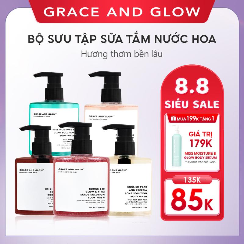 Sữa tắm trắng da dưỡng ẩm tẩy da chết Grace and Glow Black Opium Body Wash 400ml nước hoa Niacinamide sữa tắm thơm  Body Mịn Màng Toàn Diện Hương lâu trôi