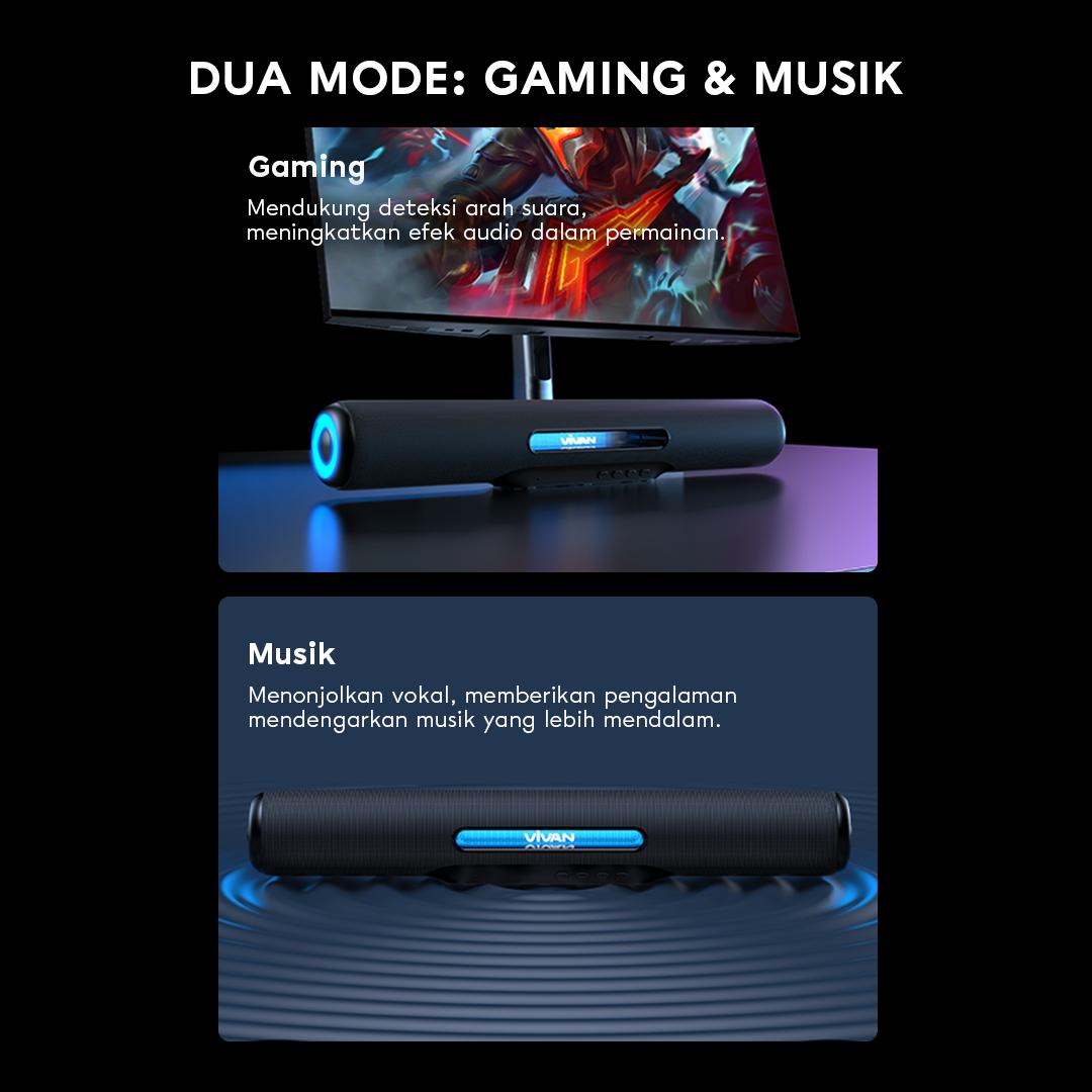 [READY STOCK] VIVAN Soundbar Speaker Bluetooth Wireless Super Bass Lampu RGB TWS Interkoneksi Design Melayang VS31 Garansi 12 Bulan