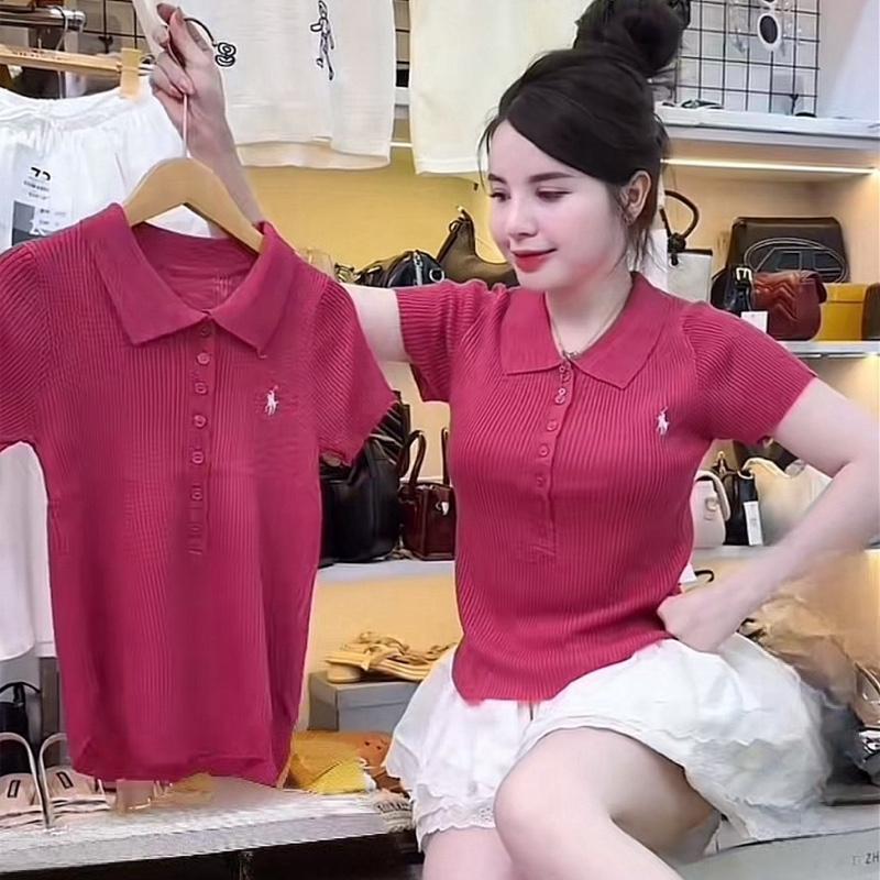 Áo polo len mongtoghi THÊU NGỰA 7CÚC len Hàn chất mỏng mát