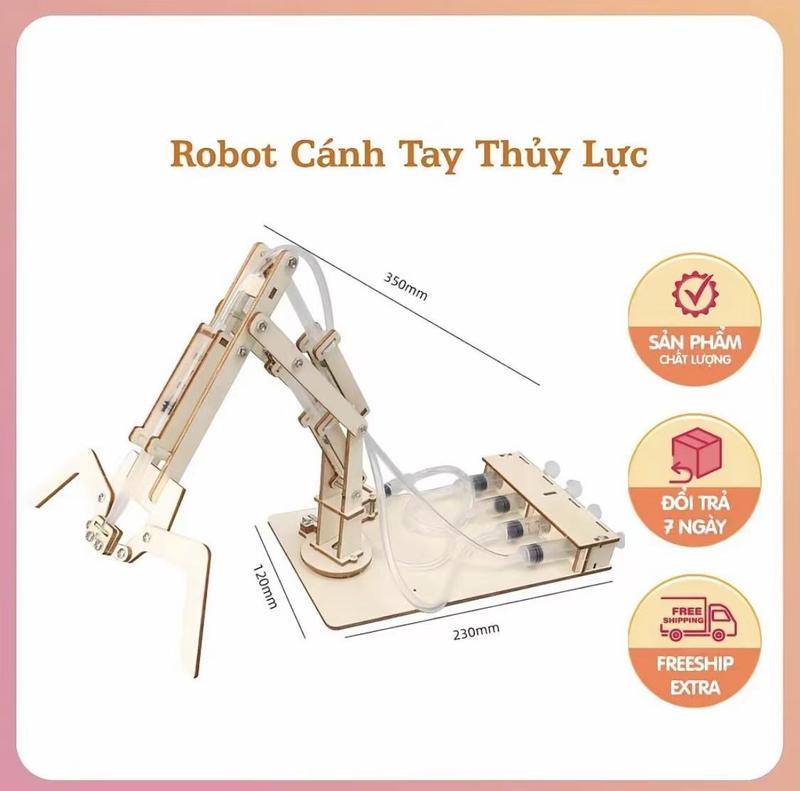 Robot Cánh Tay Thủy Lực 4 Cấp - Mô Hình Diy Điều Khiển Lắp Ráp Đồ Chơi Khoa Học…