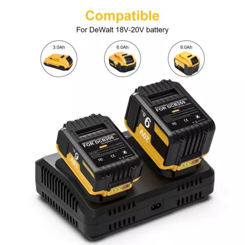 For Dewalt DCB102 Lithium Dual 2 Port Battery Charger DCB184 DCB182 18V 12V-18V 3