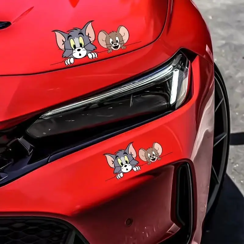 Hình Dán Xe Hơi, Tom Và Jerry, Thiết Kế Sáng Tạo, Hình Dán Cửa Sổ, Phong Cách Hoạt Hình, Không Thấm Nước, Thích Hợp Cho Xe Máy Và Thân Điện, Miếng Bọc Chống Trầy Xước, Miếng Dán Trang Trí Nhãn Dán Sticker 3