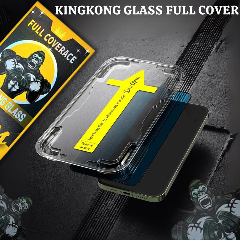 Kính Cường Lực KingKong Glass,Khung Dán Chuẩn Dành Cho iPhone 11 Promax X Xs max Xr 12 Promax 16 Promax 15 Promax 14 Promax 13 Promax Pro Plus Phiên Bản Chống Nhìn Trộm Hoặc Trong Suốt