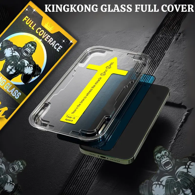 Kính Cường Lực KingKong Glass Chống Nhìn Trộm Và Trong Suốt Có Khung Dán Chuẩn ,Full Màn Hình ,Dành Cho iPhone , Phủ Nano Trơn Mượt , Cảm Ứng Mượt Nhẹ Nhàng 0
