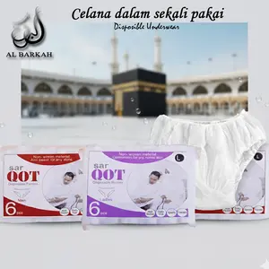 Al Barkah Celana Dalam Sekali Pakai SARQOT Terlaris untuk Pria dan Wanita Katun Pendek Boxer Nyaman Motif Karet Dewasa