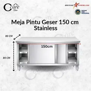 Meja Kabinet Stainless Lemari Dapur Kitchen Set Work Table Pintu Sliding Door MBG