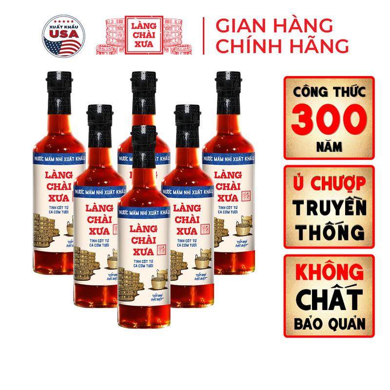 Tặng Bao LÌXÌ và Nước tương 125ml Thùng 6 chai Nước mắm nhỉ Làng chài xưa xuất khẩu nhãn xanh chai thủy tinh 500ml xuất khẩu vị dịu nhẹ phù hợp dân thành thị giới trẻ