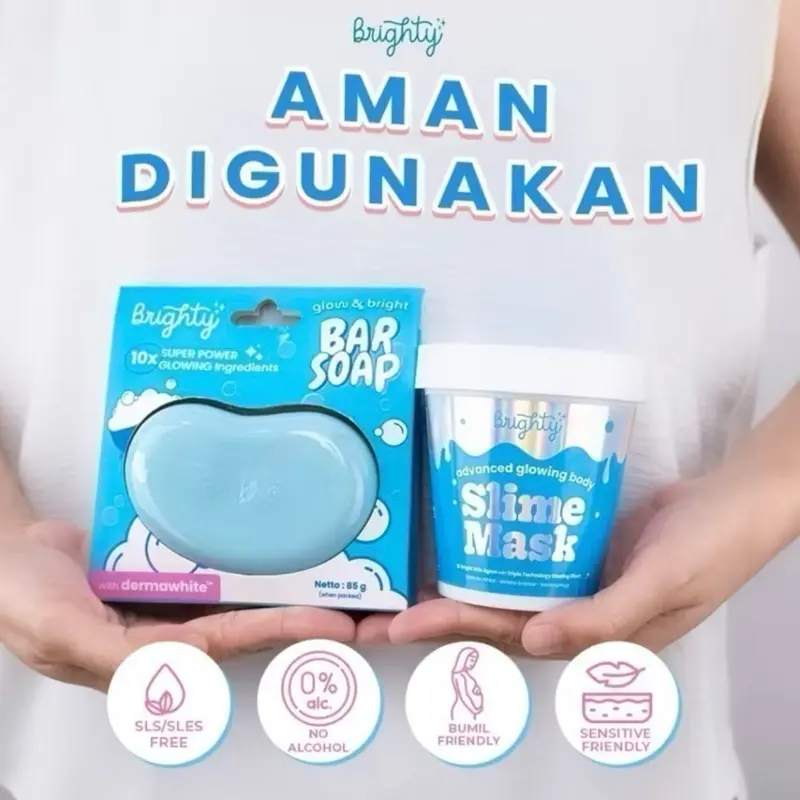 Brighty Advanced Glowing Body Slime Mask X Glow & Brighty Bar Soap Masker Badan Pencerah Kulit