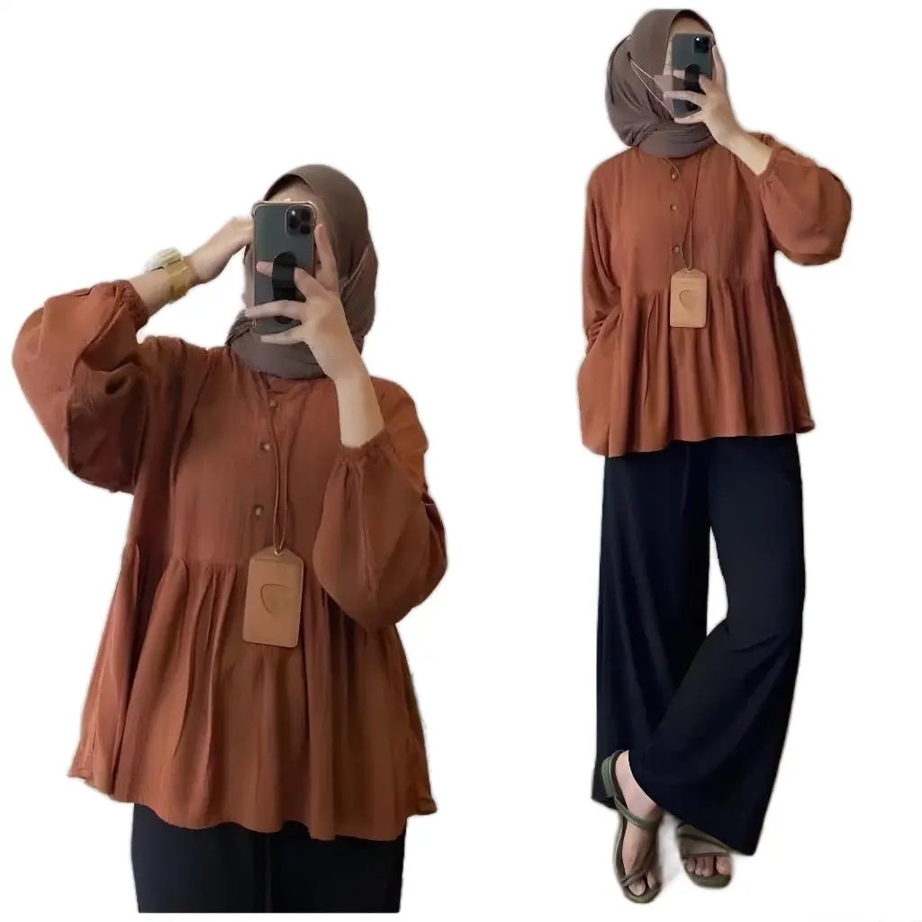 Blouse atasan wanita rayon crinkle import premium terbaru korean style 2024 standar jumbo ld 120 baju kekinian