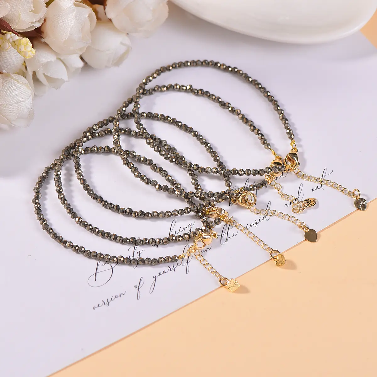 Vòng Tay Pyrite, Thật Và Tự Nhiên, 3Mm, Phong Cách Mới, Vòng Tay Nữ Tự Làm, Lớn Và Đẹp