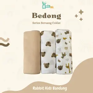 3 Pcs Bedong Bayi Series Coklat Beruang - Bahan Katun Lembut dan Halus