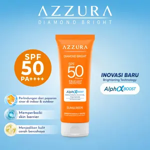 AZZURA Diamond Bright Sunscreen SPF 50 PA++++ 30 gr dengan Ectoin & Alphaboost untuk Perlindungan Sinar Matahari dan Paparan Bluelight