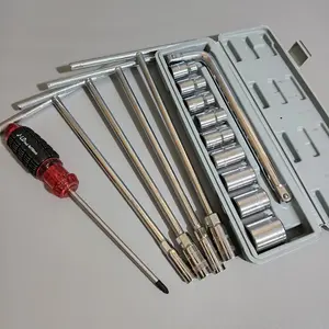 Paket Kunci Shock Set New Kunci Sok 10 Pcs Kunci T 4 Pcs T8 T10 T12 T14 Obeng Magnet Plus (+)  150 mm Ready kunci t komplit 1 set tekiro
