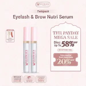 Glowies Beauty Twinpack 2pcs Serum Alis dan Bulu Mata Eyelash 4 ml Free Gifts Cermin & Pengukur Bulu Mata Water Based Serum Box Mascara Extract