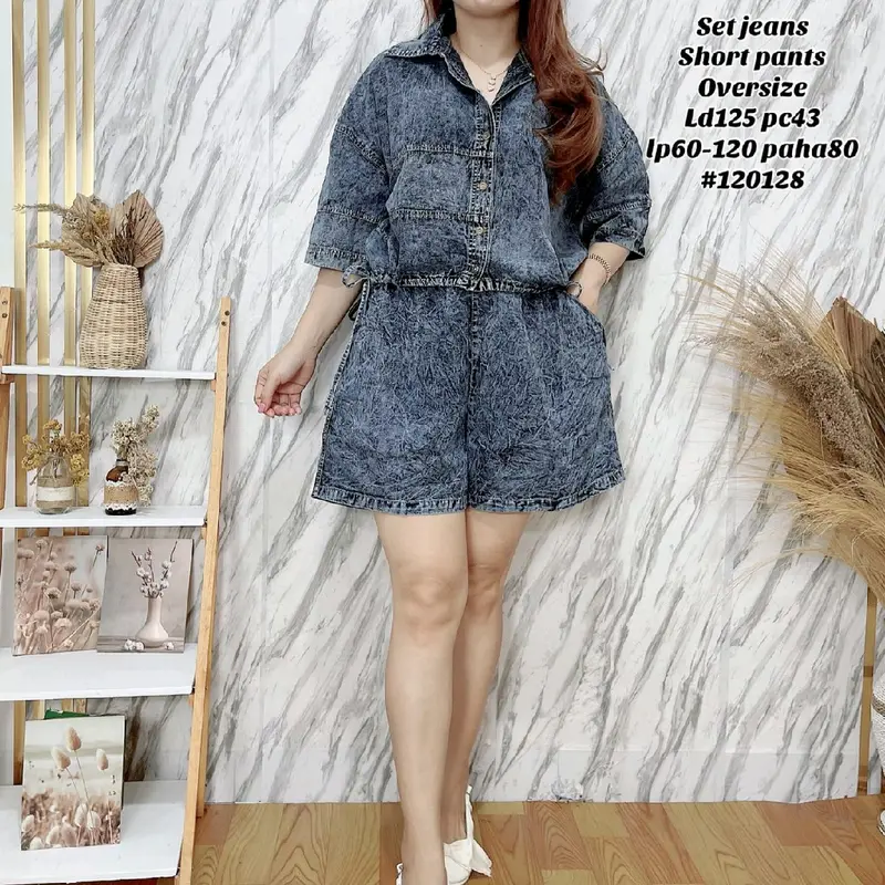 Setelan Jeans Bigsize / Oneset Jeans Hotpants / Jeans Wanita 2