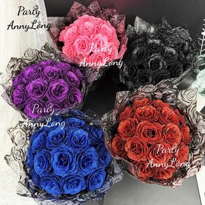 スパークリングローズブーケ、組立不要、バレンタインデー・結婚式・記念日・婚約・永遠の造花ローズ、誕生日プレゼント